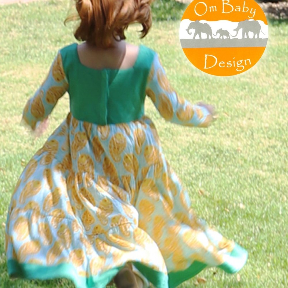Green Paisley Twirly Dress ~ Boho Hippy Toddler